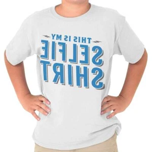 Funny Saying Selfie Social Media Pictures Youth Crewneck T Shirts Boy or Girl - Picture 1 of 8