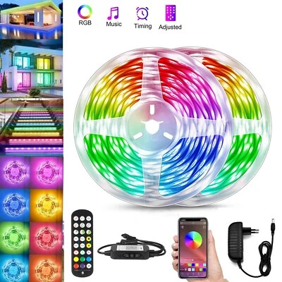 10m 20m RGB LED Stripe Leiste Streifen 5050SMD Band Smart Home APP Lichtleiste - Bild 1 von 4