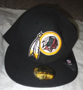 WASHINGTON REDSKINS Commanders NFL NEW ERA 59FIFTY FITTED BLACK CAP~Size 7 1/2
