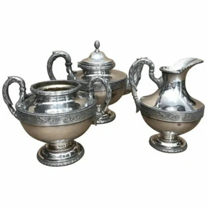 Art Nouveau Silver Plated Belgian Tea Set By Wiskemann - Picture 1 of 9