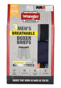 Wrangler #11530 NEW Men's 3 Pack Anti-Odor Quick Dry Wicking Mesh Boxer Briefs - Picture 1 of 2