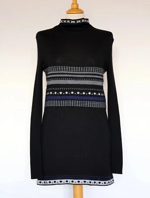 Marithe Francois Girbaud Negro Lana Algodón Suéter Pullover Túnica Talla US 4 Foto 1 de 4