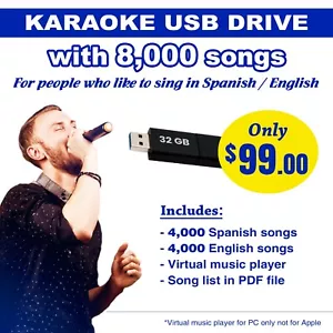 Karaoke Spanish & English Computer 8,000 Songs Professional System Best Software - Picture 1 of 4