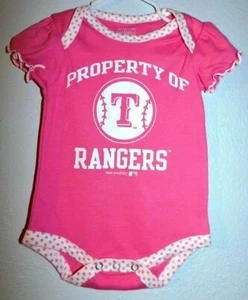 Texas Rangers Baby Girl 0/3 months , Bodysuit, Pink "PROPERTY OF" creeper  - Picture 1 of 2