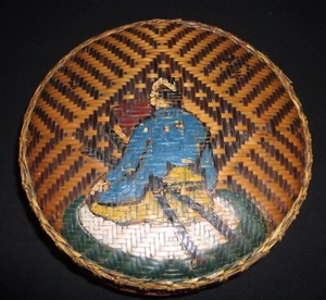 Rare Antique Japanese Handmade Handpainted Signed Lidded Bamboo Basket 9"x4.50" - Picture 1 of 14