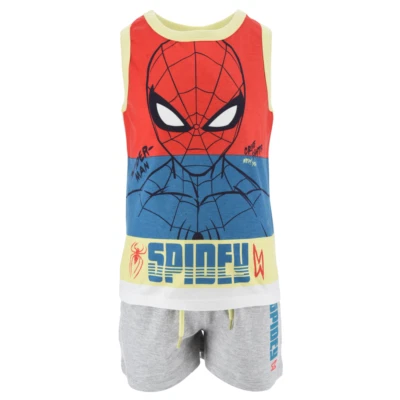 COMPLETO SHORT + CANOTTA SPIDERMAN MARVEL BAMBINO 100% COTONE - EX1073GRIGIO - Immagine 1 di 2