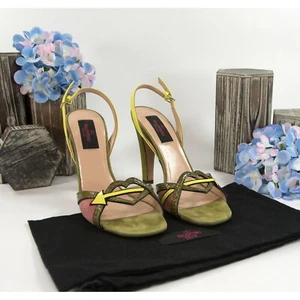 Valentino Limited Edition Cupid Heart Army Green Suede Python Heels 37 7 NIB - Picture 1 of 8