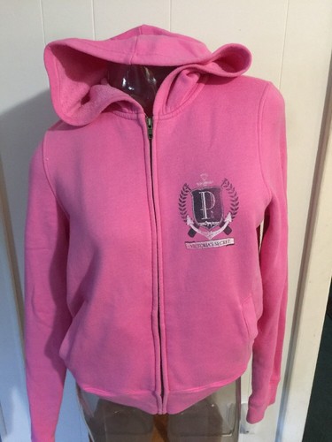UNDERCOVER Victoria's Secret rosa vintage felpa con cappuccio zip intera media rosa nave ancora rara