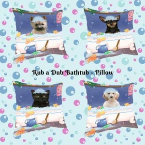 Rub A Dub Dog Cat in a Tub Pet Photo Lover Decorative Throw Pillow 14x14 In - Picture 1 of 226