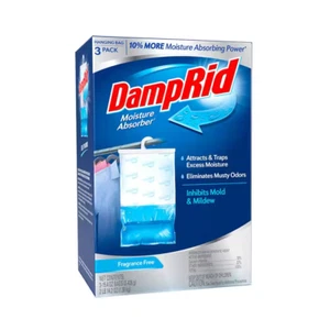 DampRid 15.4 Oz Closet Moisture Absorber Hanging Bag Fragrance Free 3 Pack New - Picture 1 of 7