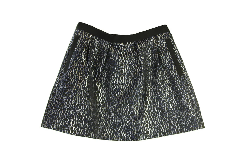 French Connection Dark Brown Metallic Printed Flared Skirt 12