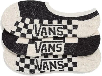 Vans 3-Pack  "Off The Wall" Womens/Girls Socks Black & Beige Check Size 6.5 - 10 - Image 1 of 3