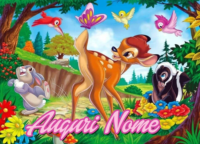 MODECOR Cialda BAMBI CERBIATTO DISNEY Decorazione Torta Ostia o Zucchero NOME