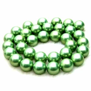 12mm Round Green Sea Shell Pearl Loose Beads for Jewelry Making DIY Strands 15" - Picture 1 of 4