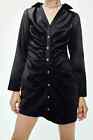Nwt Zara Women Satin Effect Draped Dress Black Size L 9006 178