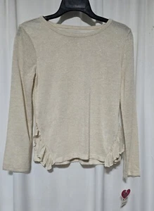 Roebuck & Co. Girls Lurex Hacci Sweater Size 10 1/12 - 12 1/2  Gold Metallic NWT - Picture 1 of 11