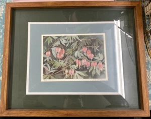 Betty Wade, Still Life Bleeding Hearts Watercolor, Framed, Signed, Numbered - Picture 1 of 2