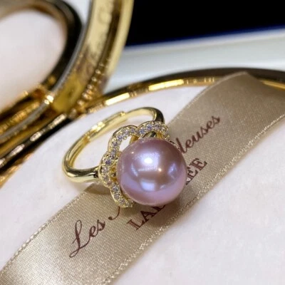 Anillo Natural Redondo Mar del Sur Barroco Edison Perla Incrustación Cuentas AAA Tamaño Ajustable Foto 1 de 4