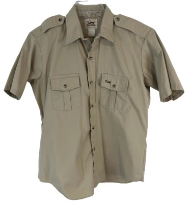 Duxbak Khaki Safari Short Sleeve Shirt Mens Medium Pockets CB96A - Image 1 of 4