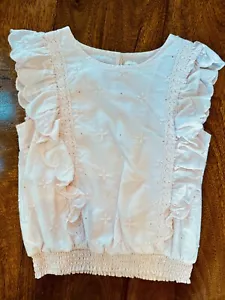 Gap Kids Girls Pale Pink Eyelet Flutter Sleeve Top Sz L (10) *ADORABLE* - Picture 1 of 4