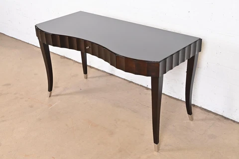 Barbara Barry for Baker Furniture Modern Art Deco Dark Mahogany Writing Desk Cover