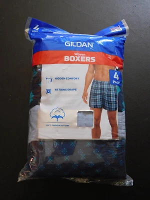 Gildan Boxers Para Hombre Tejido Suave Premium Algodón Boxers Ropa Interior 4 Pares NUEVO Foto 1 de 4