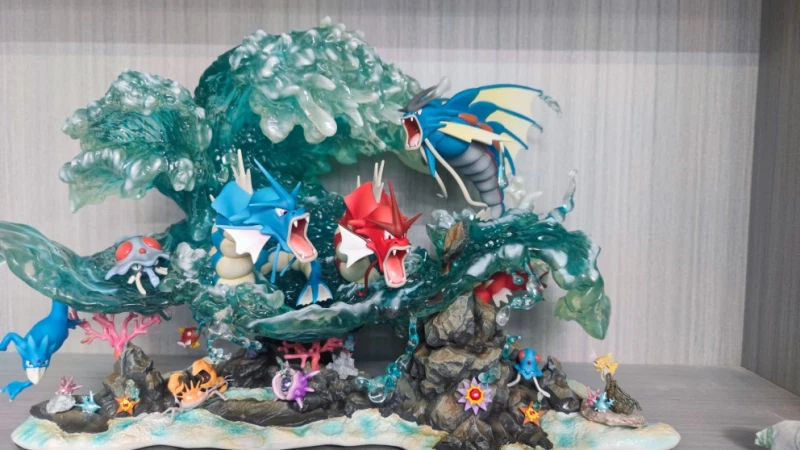 Gene Studio Gyarados 树脂雕像 Gyarados 场景 40 厘米玩具原版 — 第 1/4 张图片
