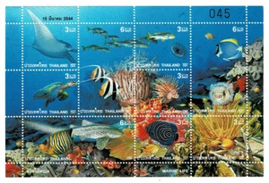 2001 Souvenir Sheet Thailand Stamp Marine Life Underwater World Jigsaw Stamps - Picture 1 of 1