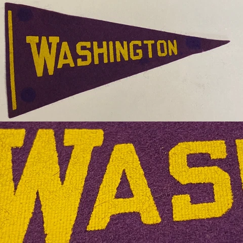 1950s Washington Huskies University Mini Pennant 2.75x5.75" Seattle PAC 10 Cover