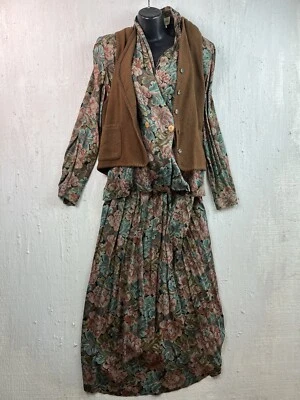 80s Prairie Floral 2 Piece Skirt Blouse Sz. 12 Norton McNaughton Hippie Vtg - Image 1 of 4