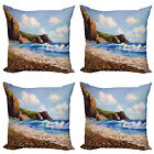 Ambesonne Ocean Scene Cushion Cover Set Of 4 For Couch And Bed In 4 Sizes