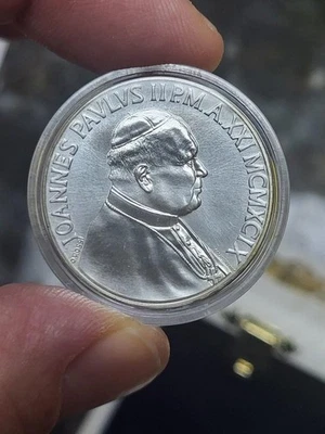1999 VATICAN SILVER Pope John Paul Commemorative 70th Anniversary 500 Lira COA - Image 1 of 4