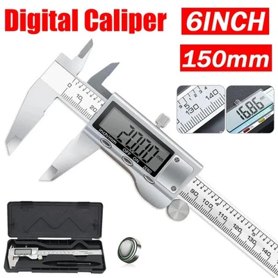 Digital Caliper Micrometer LCD Gauge Vernier Electronic Measuring Tool 6" 150mm - Image 1 of 4