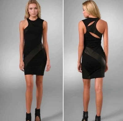 Alice + Olivia Ponte Cutout Dress with Leather Trim XS-Small Women’s Cocktail - Image 1 of 4