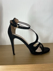 Miss Selfridge Black Sandal Heels Size 38 (Uk 5) - Picture 1 of 3