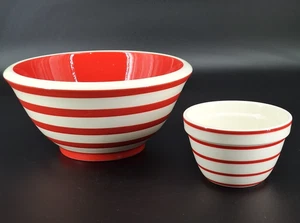 Lotto di 2 cassette e botte ciotola di miscelazione a righe di menta piperita e ciotola per gelato - Foto 1 di 13