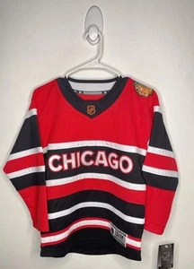 Camiseta NHL Chicago Blackhawks niños talla S-M 8-12 años logotipo inverso hockey cosido - Imagen 1 de 3