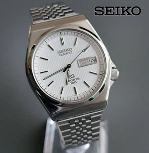 Vintage 1981 Seiko 7123-8370 SQ Sports 100 mens quartz watch day date indicator - Picture 1 of 16