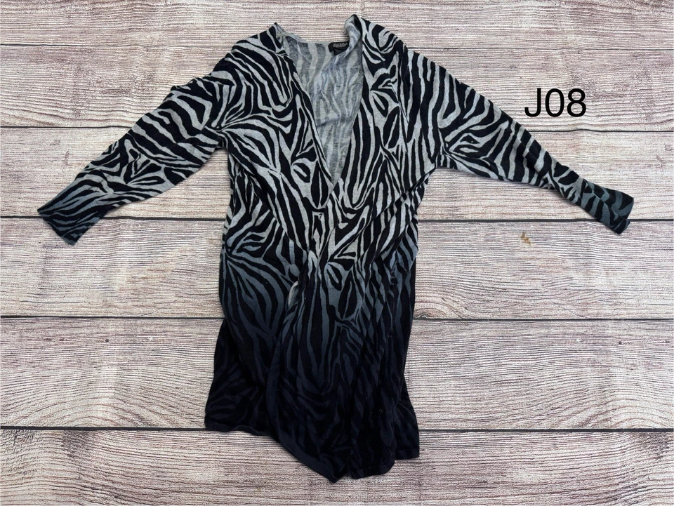 Cárdigan ligero manga tres cuartos a rayas cebra grande Peek & Peck para mujer Foto 1 de 1