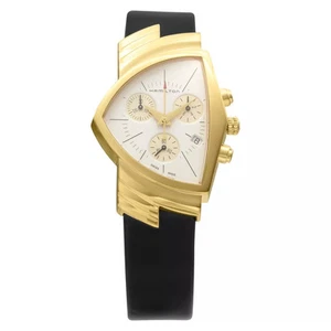 HAMILTON H24422751 VENTURA Gold Quartz Leather - Picture 1 of 12