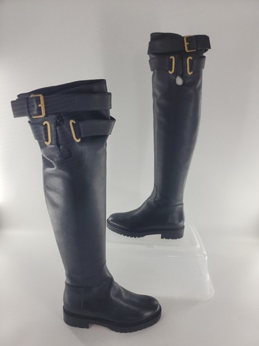 Stivali Valentino Garavani RUNWAY con fiocco sopra il ginocchio in pelle nera EUR 37 US 6 5