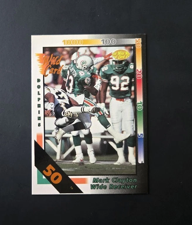 1992 Wild Card Mark Clayton #19 - 50 Stripe - Miami Dolphins - Image 1 of 2