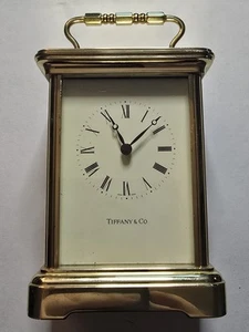 Reloj de Escritorio Tiffany & Co. Carro de Latón Funciona con Pilas Hecho en Suiza PROBADO/FUNCIONA - Imagen 1 de 11