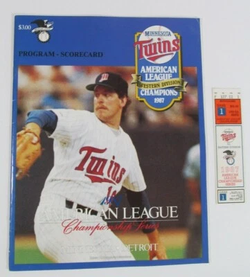 1987 MINNESOTA TWINS vs Detroit Tigers ALCS program /Game 1 Ticket Stub VIOLA ! - Image 1 of 4