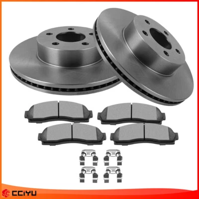 Fits Ford Explorer Sport Front Brake Solid Rotors And Ceramic Pads 54097 833 - Image 1 of 4