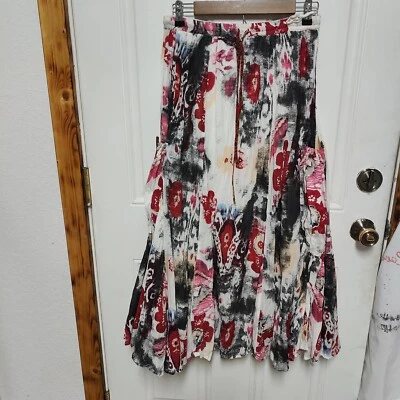 Maxi Falda Sandy Starkman/Boston Correcta Floral Completa Boho Talla Pequeña Bolsillos Laterales Foto 1 de 4