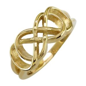 Podwójny pierścionek z symbolem nieskończoności, pierścionek Best Friends Forever, 8 mm z żółtego złota 14-karatowego