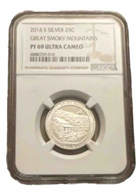 2014-S Silver PF69 Great Smoky Mountains Quarter  NGC - Image 1 of 2
