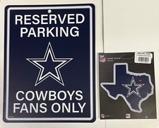 DALLAS COWBOYS NFL 11" PLASTIC FAN PARKING SIGN & 6" HOME STATE DECAL FREE SHIP