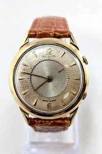 Reloj despertador de pulsera LE COULTRE #814 oro 14K cuerda manual, nueva correa de cocodrilo 9" - Imagen 1 de 7